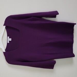 Dressbarn purple ribbed square neck 3/4 sleeve lightweight sweater, women's med